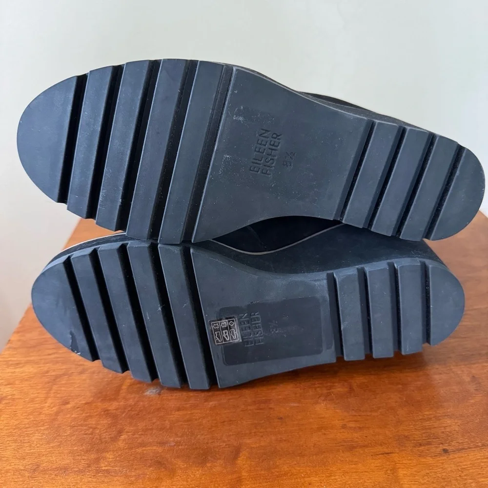 Eileen Fisher Alpine Boots Booties Wedge Black Size 8.5